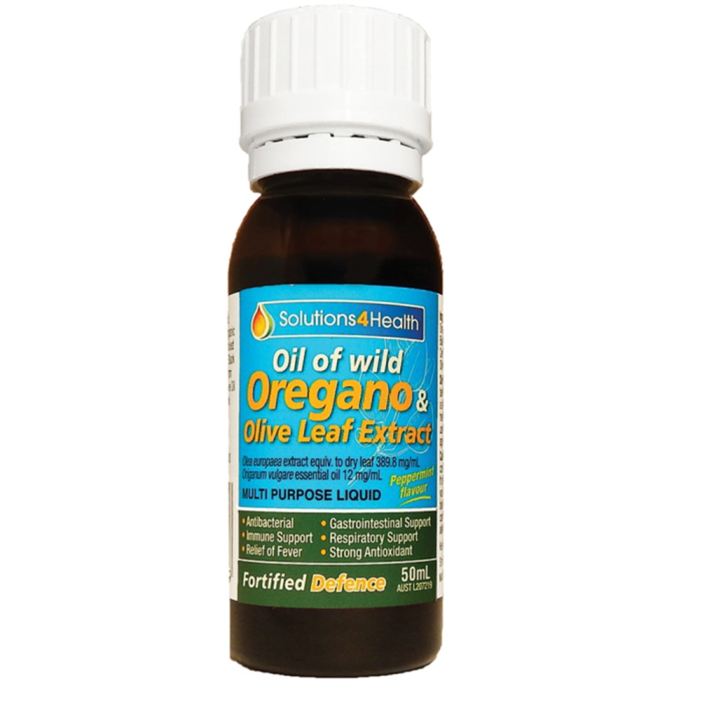 솔루션 4 헬스 포르티필드 디펜스 (오일 오브 와일드 오레가노 앤 올리브 리프 익스트랙트) 50ml, Solutions 4 Health Fortified Defence (Oil Of Wild Oregano and Olive Leaf Extract) 50ml
