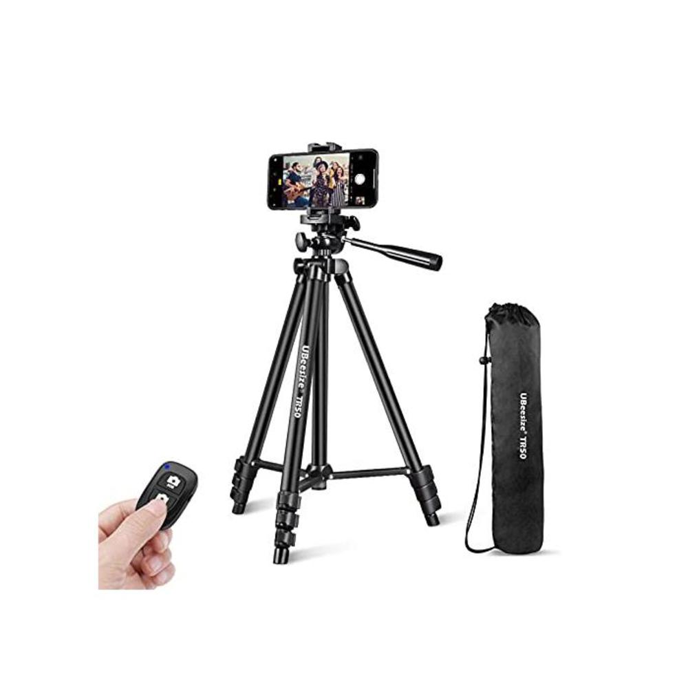 UBeesize Phone Tripod, 50 Adjustable Travel Video Tripod Stand with Cell Phone Mount Holder &amp; Smartphone Bluetooth Remote, Compatible with iPhone/Android B07QJVB3YF