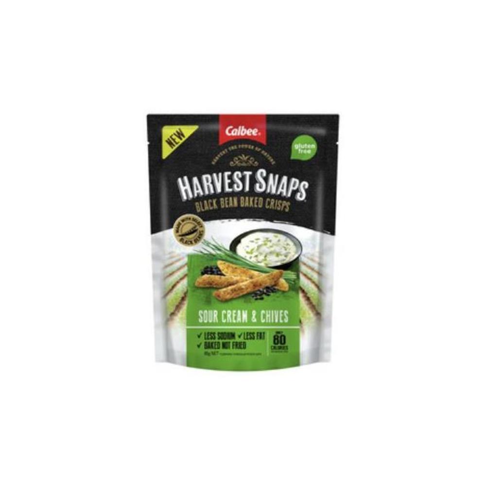 Calbee Harvest Snaps Sour Cream &amp; Chives Black Bean Baked Crisps 85g