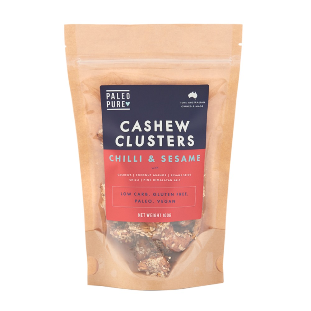 팔레오 퓨어 캐슈 클러스터 칠리 and 세사미 100g, Paleo Pure Cashew Clusters Chilli and Sesame 100g