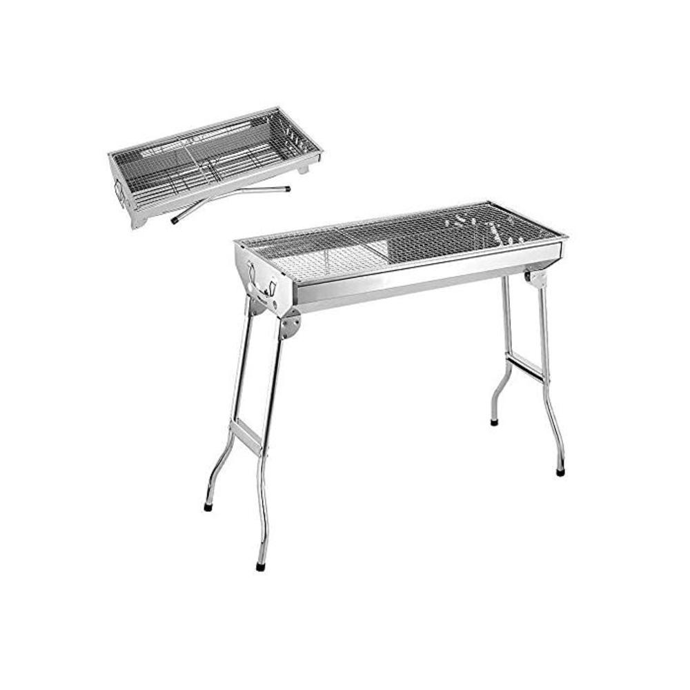 Charcoal BBQ Grill Set, Portable Stainless Steel Small Roaster Foldable Leg Outdoor Barbecue B097P6NHH7