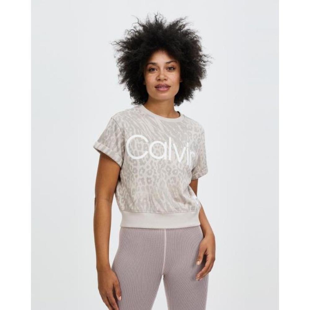 Calvin Klein Performance Calvin Logo Print Short Sleeve Crew Neck Pullover 20 3/4 Length CA390SA88XHB