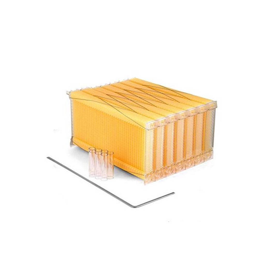 GADE10 7Pcs Auto Circulation Comb Beehive Frames Kit Raw Frame Honey Beekeeping Beehive Hive Frames Harvesting with 7 Harvest Tubes and a Harvest Key for Beekeepers B07BPWTS69