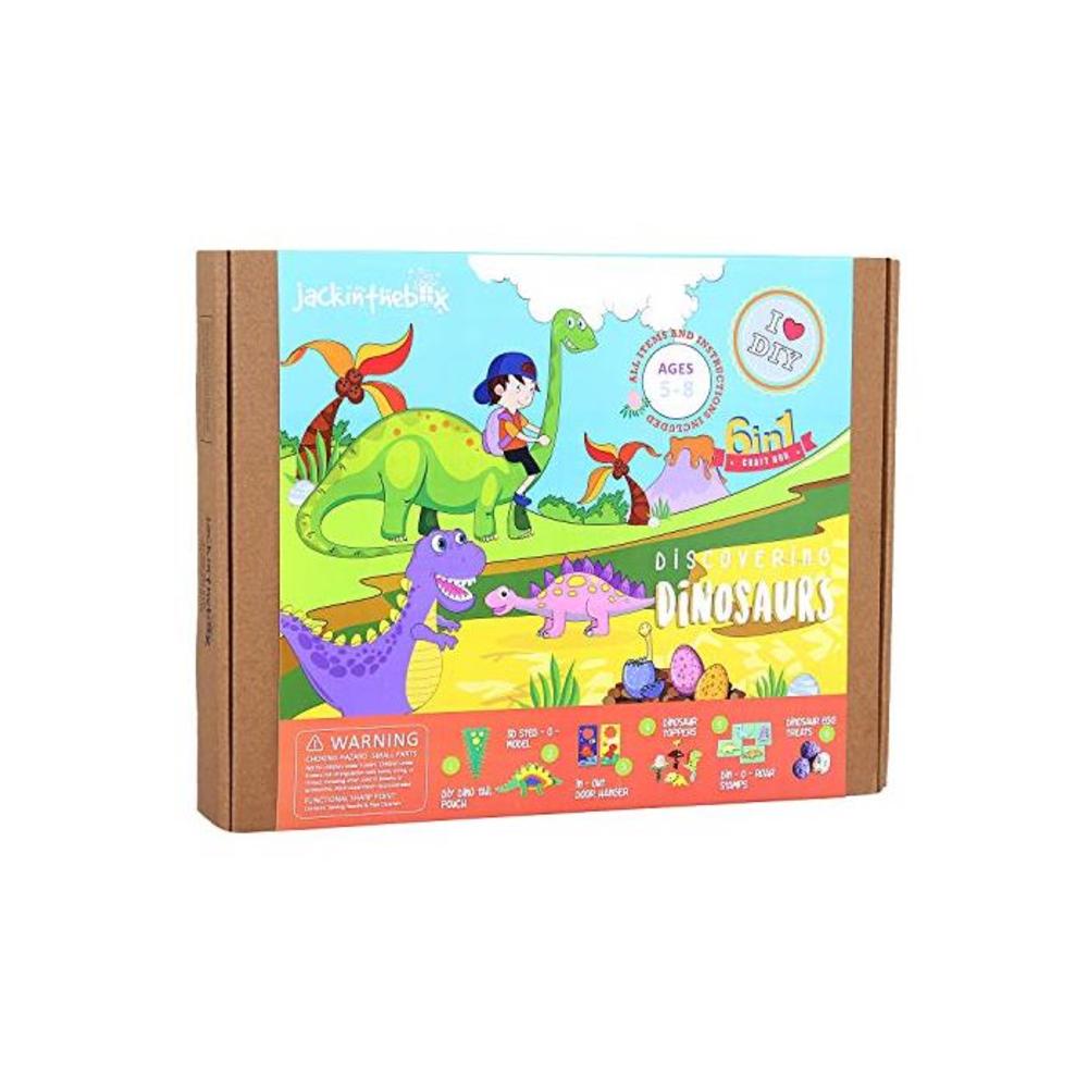 jackinthebox Dinosaur Themed Craft Kit and Educational Toy for Boys and Girls 6 Activities-in-1 Kit Great Kids Aged 5 to 8 Years Old Learning Stem Toys (Dinosaur 6-in-1) B07KZW1JHW