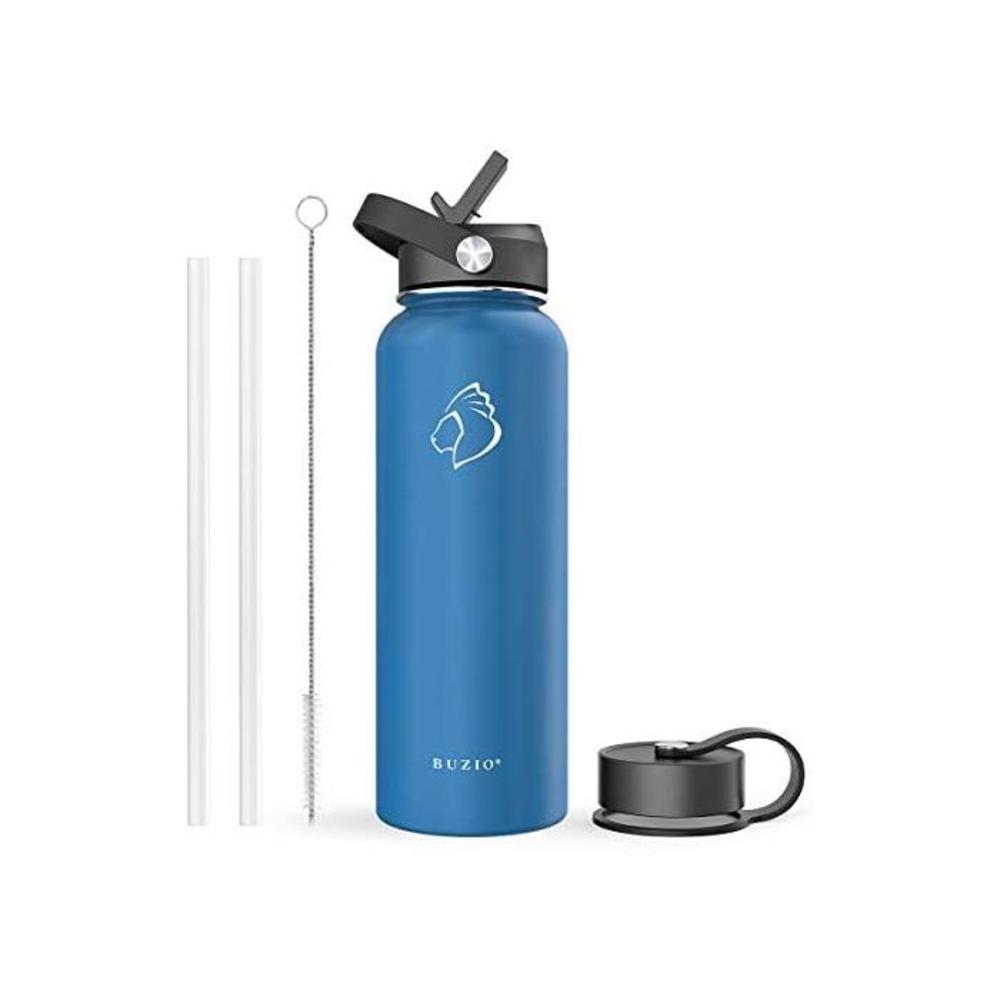 BUZIO Stainless Steel Water Bottle, BPA Free &amp; Vacuum Insulated with Straw Lid and Flex Cap(Cold for 48 Hrs, Hot for 24 Hrs), Send from Australia,940ml/1000ml/1800ml Vacuum Insulat B07W9DKNJG