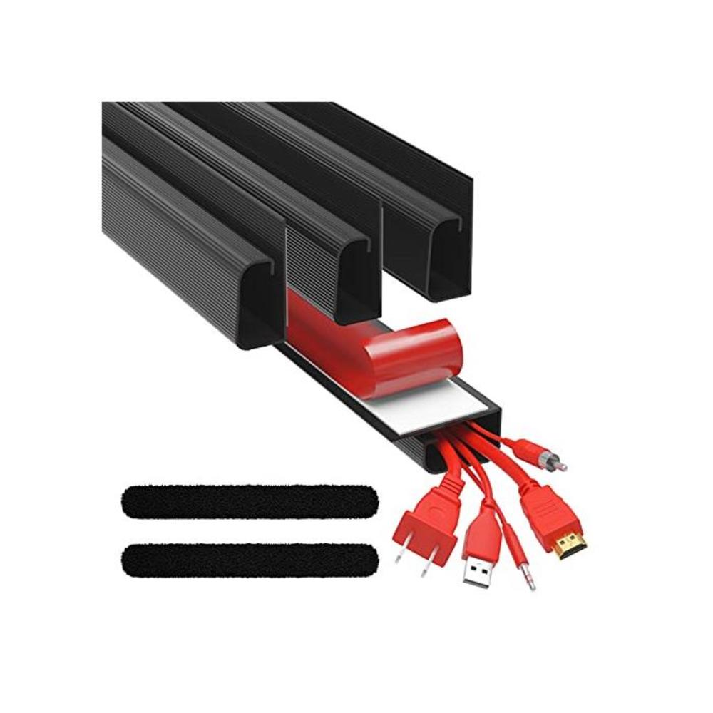 J Channel Cable Raceways - Black Raceway Cable Management System - 4x 16 Cable Channels for Cord Management Under Desk. Cable Management Raceways for Office and Home. Adhesive Wire B07T394KNP