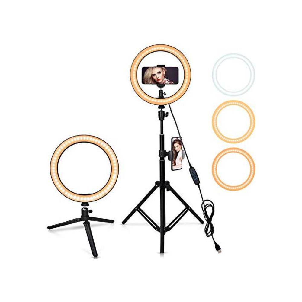 Selfie Ring Light with Adjustable Tripod Stand, 3 Modes 10 Brightness Levels, LED Ring Light with Phone Holder for Vlogs, Live Stream, Phone,YouTube,Self-Portrait Shooting (12 inch B083HWLFJB