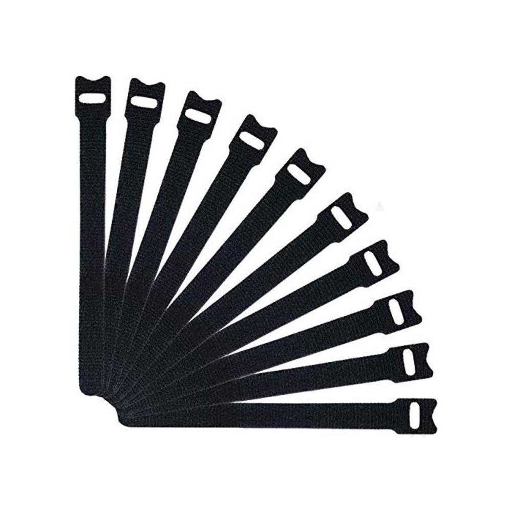 H HOME-MART 25pcs 7.9inch Reusable Cable Ties, Cable Management, Cable Straps Adjustable Releasable Tidy Wrap Hook and Loop Strong Black Cable Strap Cable Tie, 20cmx12mm (25-Pack) B08CHCBZ63