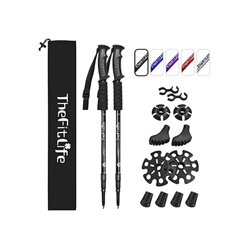 TheFitLife Nordic Walking Trekking Poles - 2 Packs with Antishock and Quick Lock System, Telescopic, Collapsible, Ultralight for Hiking, Camping, Mountaining, Backpacking, Walking, B00WTUVE2C
