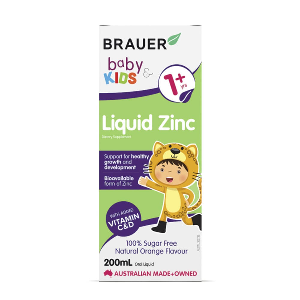 브라우어 배이비 and 키즈 리퀴드 징크 (1+ 이얼스) 200ML, Brauer Baby and Kids Liquid Zinc (1+ years) 200ml