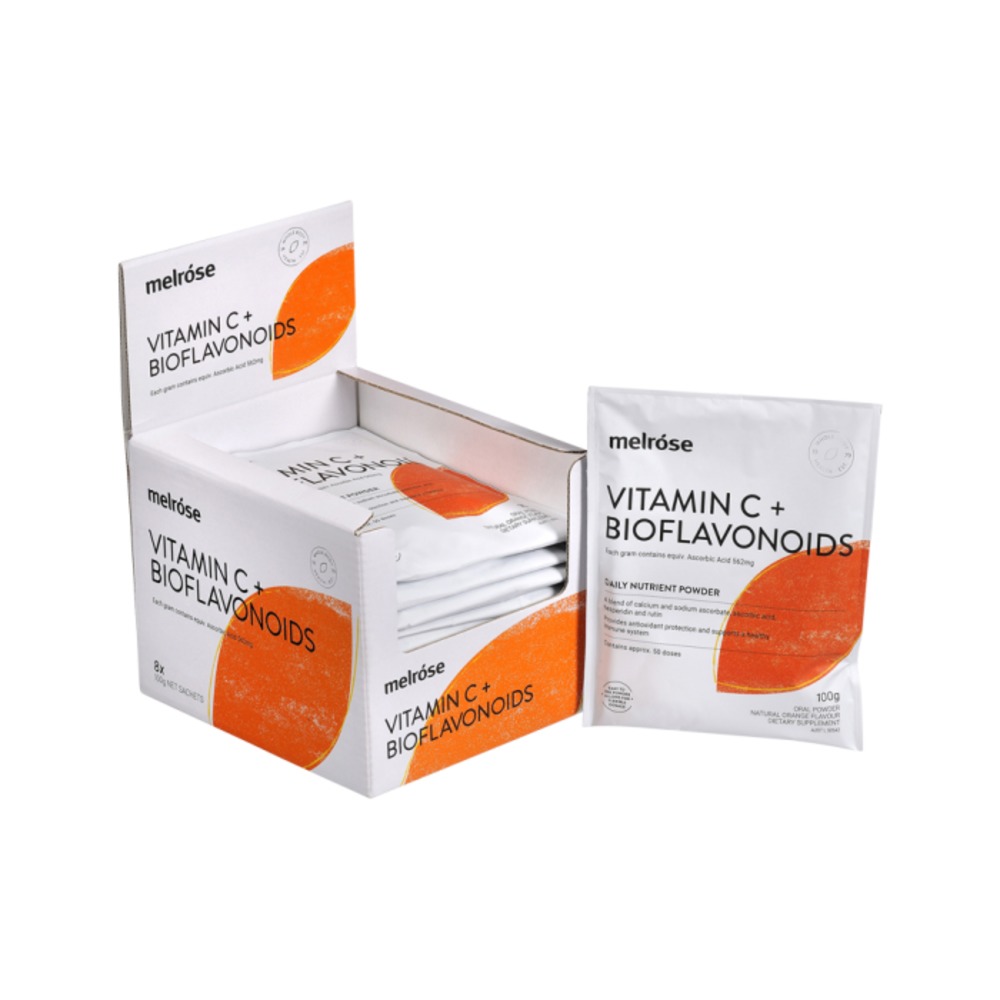 멜로즈 비타민 C 플러스 바이오플라보노이드 오렌지 플레이버드 100g x팩, Melrose Vitamin C Plus Bioflavonoids Orange Flavoured 100g x 8 Pack