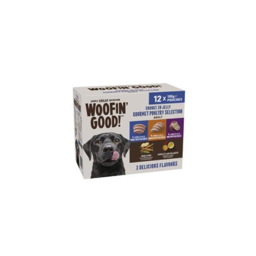 Woofin Good Chunks In Jelly Mixed Selection Chicken Duck Turkey Dog Food 12 pack 3702220P