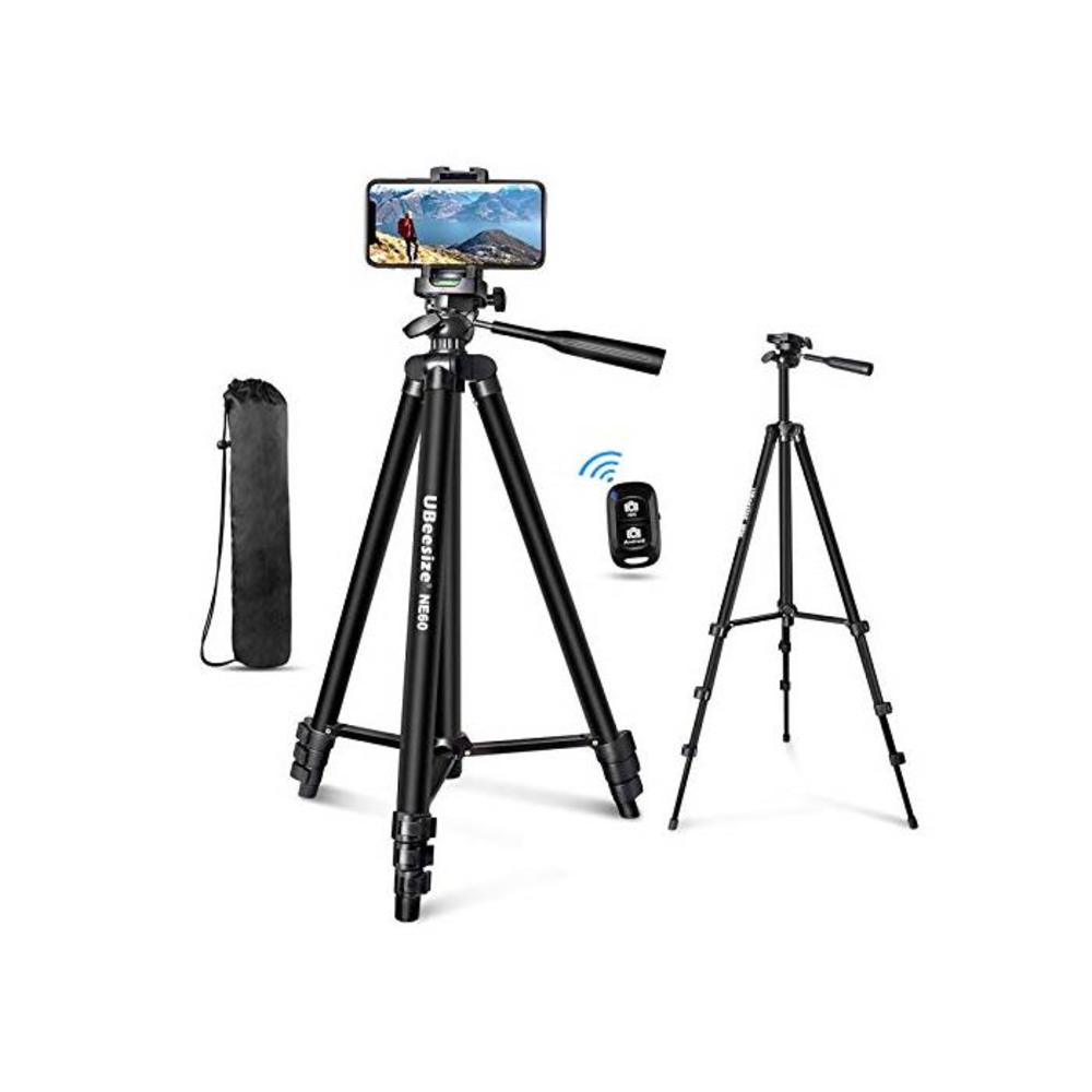 UBeesize 60” Phone Tripod with Carry Bag &amp; Cell Phone Mount Holder for Live Streaming, Extendable Travel Lightweight Tripod Stand with Smartphone Bluetooth Remote, Compatible with B0869BX44Y