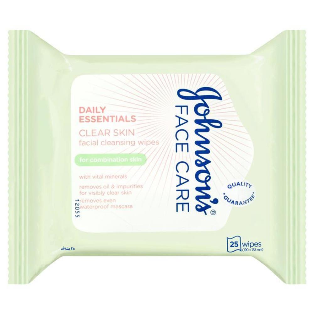 Johnson &amp; Johnson Face Care Oil Balancing Facial Cleansing Wipes For Combination Skin 25 Pack