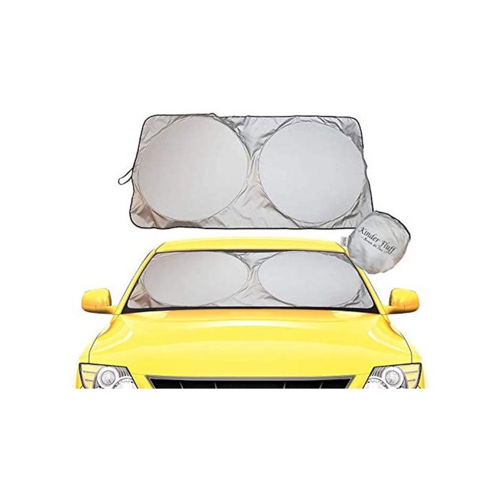 kinder Fluff Car Windshield Sun Shade with Storage Pouch The only Certified Foldable Sunshade Proven to Block 99.87% UV Rays Sun Heat Protection &amp; Car Interior Cooler Accessori B073HB4122