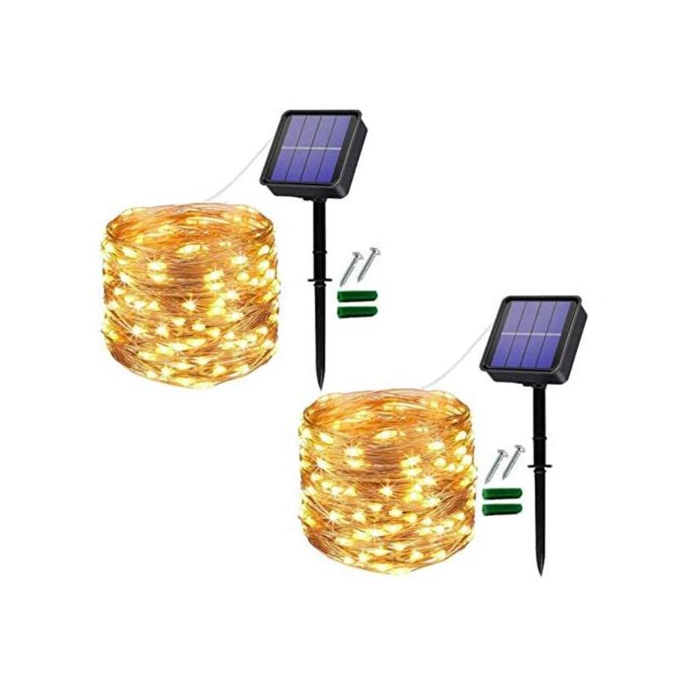 Solar String Lights Outdoor 2 Pack 120LED Solar Garden Lights Waterproof 12M/40Ft 8 Modes Indoor Fairy Lights Copper Wire Decorative Lighting for Patio, Yard, Party, Wedding (Warm B0888D2MXD