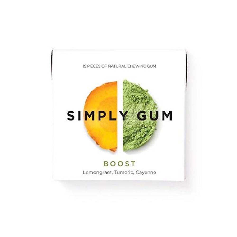 Simply Gum Natural Chewing Gum Boost with Lemongrass and Turmeric Pack of Six (90 Pieces Total) Plastic Free + Aspartame Free + Non-GMO B07DKHF4RF