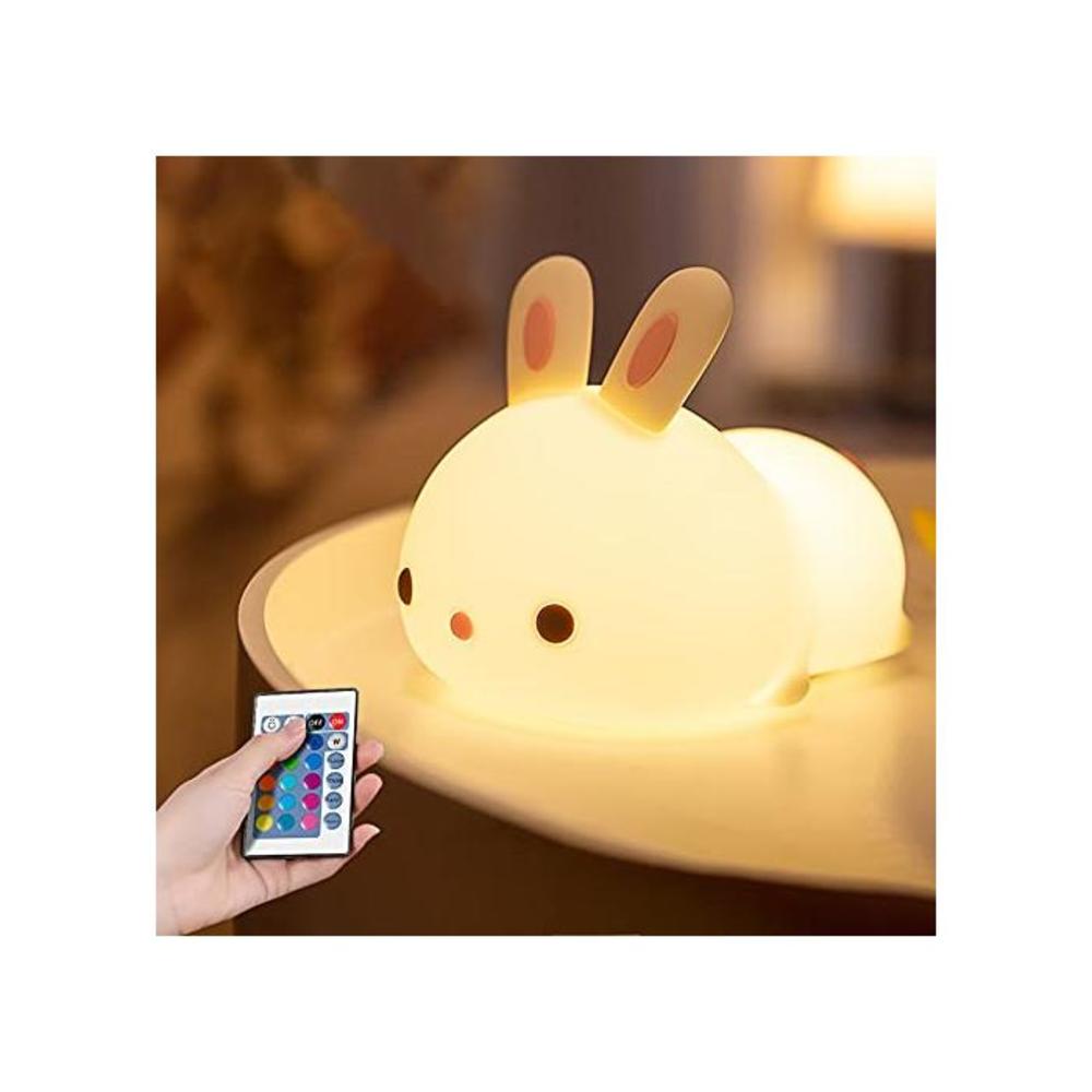 Night Light for Kids Cute Bunny Nightlight, Rimposky Silicone LED Touch Night Lamp for Baby Nursery, Rechargeable Animal Sleep Night Light for Children Teenager Boy Girl Kawaii Roo B092M1TPRN