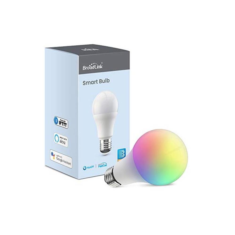 Broadlink Smart Light Bulb, 10W Dimmable RGB Color Changing Wi-Fi LED Smart Bulb E27 800lm, Works with Alexa, Google Home, Siri and IFTTT, No Hub Required, Multi-Color (LB27 R1) B08BGG7CC9