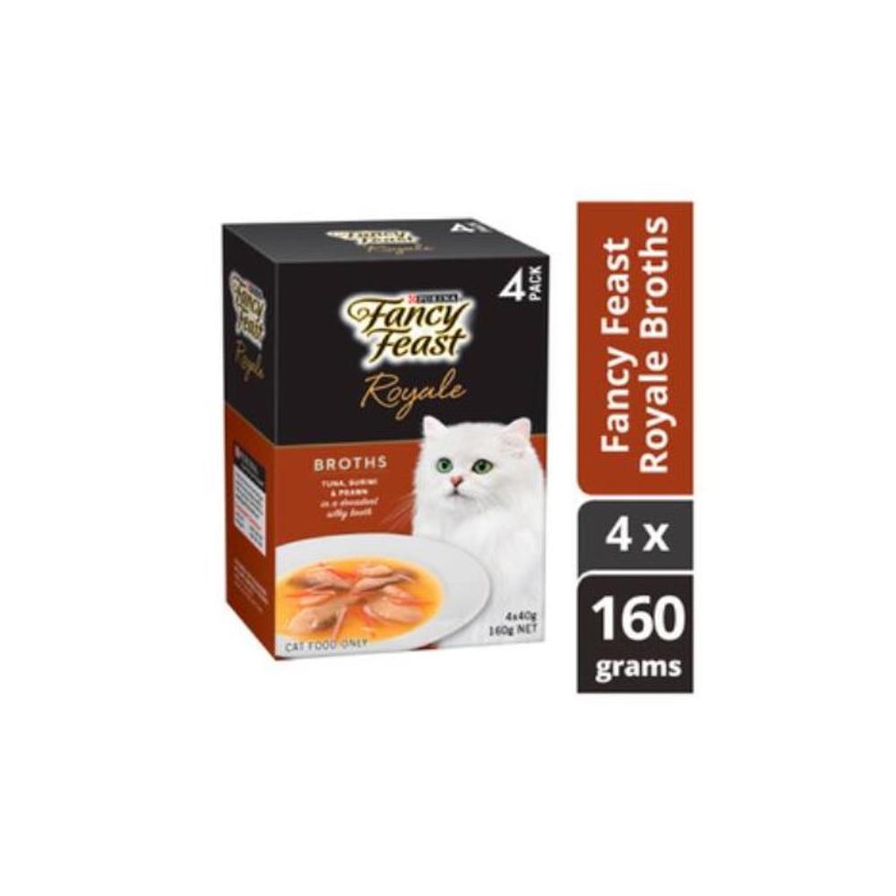 Fancy Feast Royale Broths Tuna Surimi &amp; Prawn Cat Food 4x40g 4 pack 4503681P