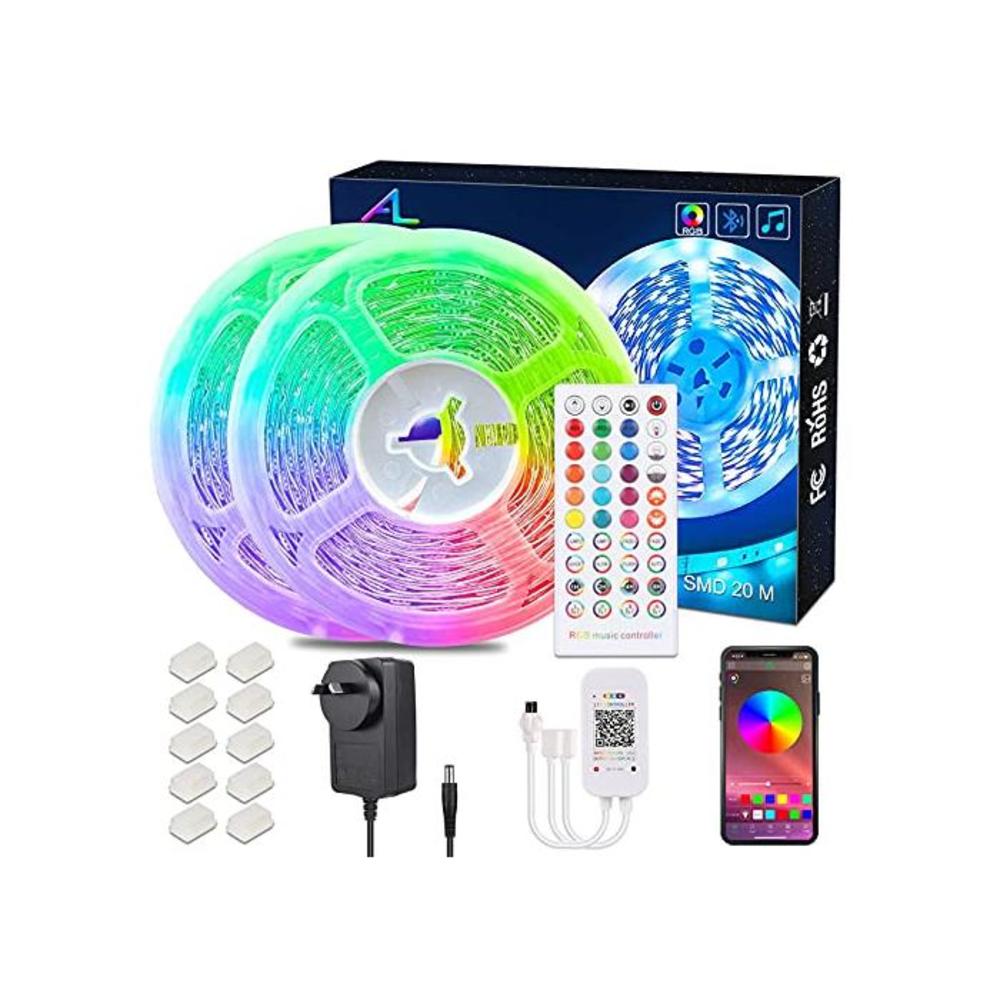 20M / 65.6Ft Bluetooth Led Strip Light，ALED LIGHT Music Sync Flexible Color Changing RGB 5050 600 LEDs Rope Light Strips Kit with IR Remote App Control for Home, DIY Decoration[Ene B08B837YP4