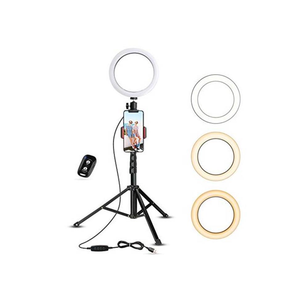 8 Selfie Ring Light with Tripod Stand &amp; Cell Phone Holder for Live Stream/Makeup, UBeesize Mini Led Camera Ringlight for YouTube Video/Photography Compatible with iPhone Xs Max XR B07GDC39Y2