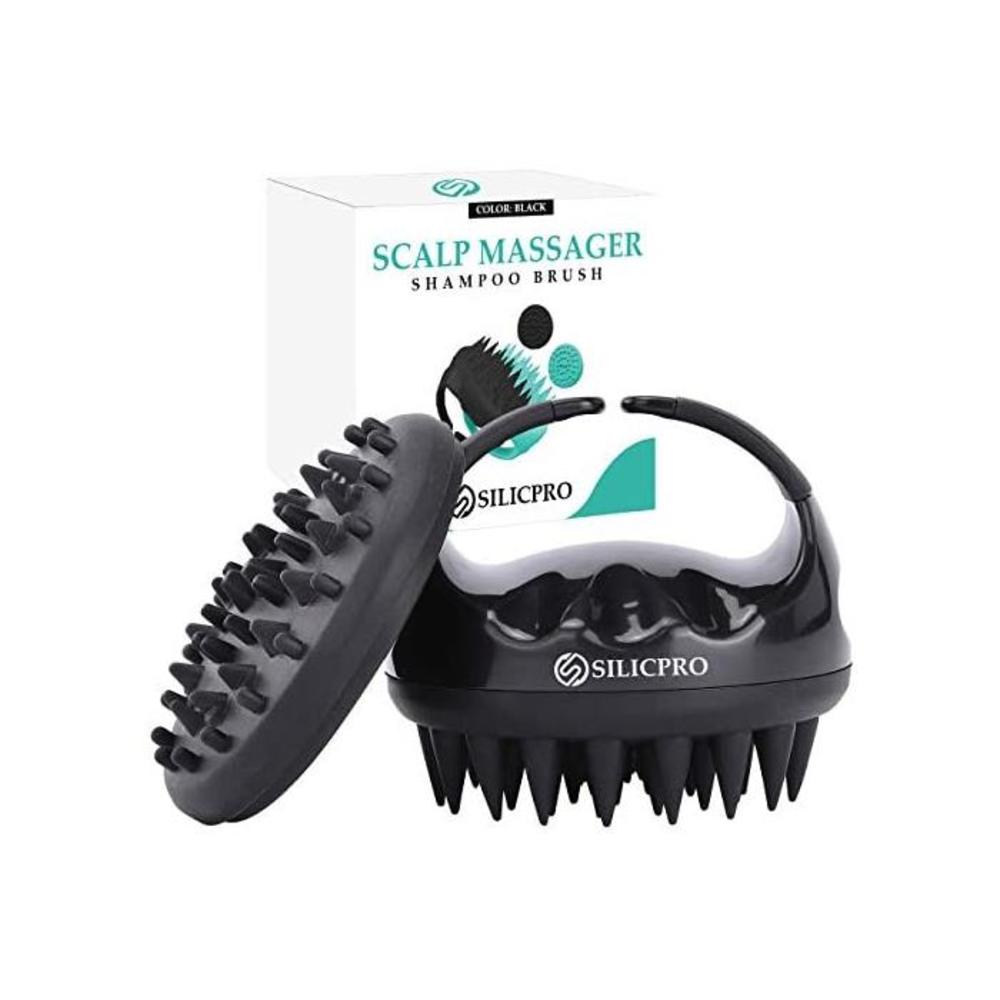 SILICPRO Shampoo Brush Scalp Massager With Body Brush Attachment - Soft Silicone Scalp Brush For Hair - Used To Exfoliate and Massage Scalp - Wet or Dry(Black) B08PVV3HH1