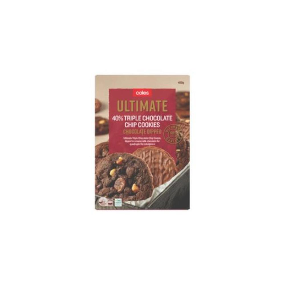 Coles Ultimate 40% Choc Chip Triple Choc Dipped Cookie 400g