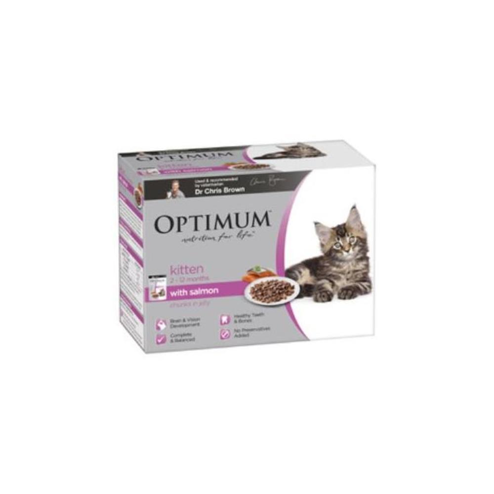 Optimum Kitten Healthy Development Chunks In Jelly Salmon Cat Food 12x85g 12 pack 4491924P