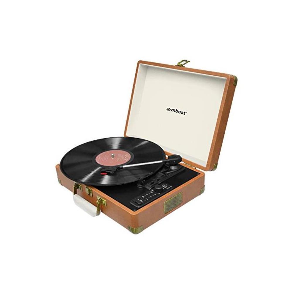 mbeat Aria Retro Turntable Player Bluetooth &amp; USB Recording with Built-in Twin Speakers Brown B077M2DZ9P