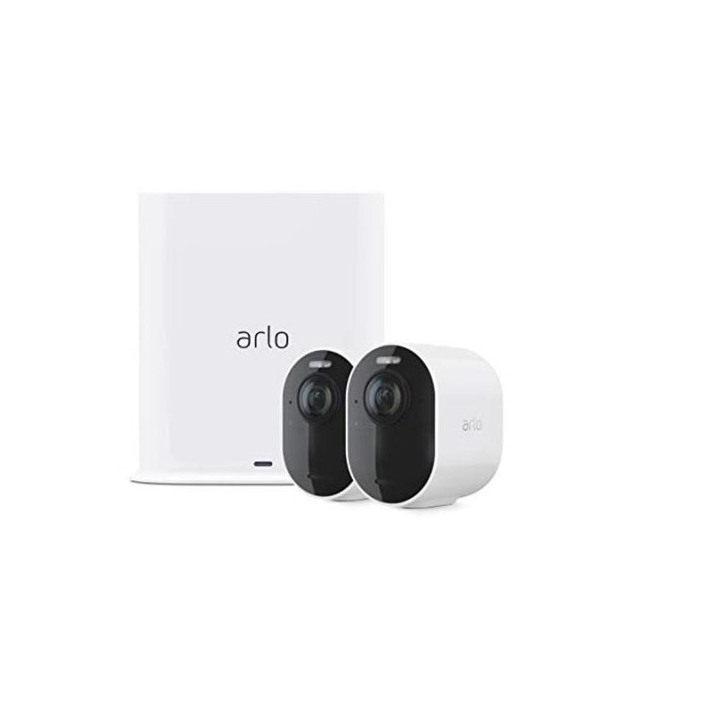 Arlo Technologies Ultra 2 Spotlight Camera 2 Camera Security System Wire-Free, 4K Video &amp; HDR Colour Night Vision, 2-Way Audio, 6-Month Battery Life Works with Alexa, White, VMS524 B08MKYSCRF