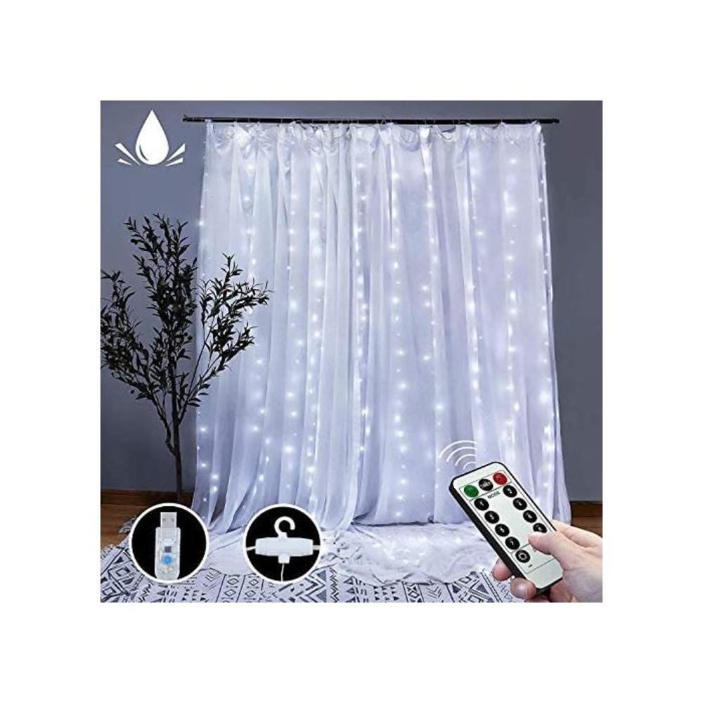 Curtain String Lights with Remote, LT 300 LEDs Window Curtain Fairy Lights 8 Modes 9.8ftx9.8ft USB Powered Fairy Lights for Party Bedroom Wall, Christmas Wedding Party Home Garden B08G8HXK61