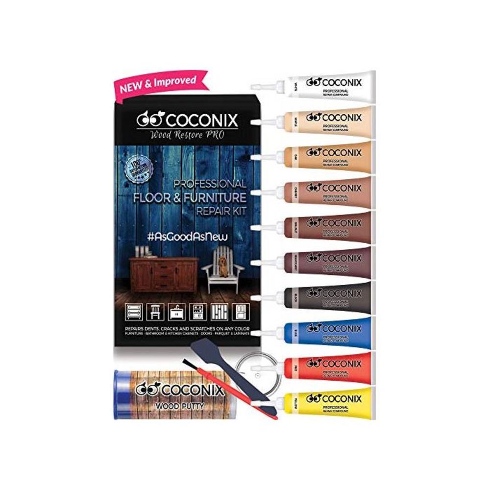 Coconix Floor and Furniture Repair Kit - Restorer of Your Wooden Table, Cabinet, Veneer, Door and Nightstand - Super Easy Instructions Matches Any Color - Restore Any Wood, Cherry, B07JCB5WRV