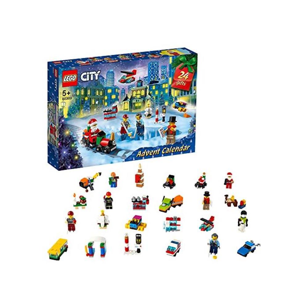 LEGO 레고 60303 시티 Advent Calendar 2021 Mini Builds Set, 크리스마스 토이s for Kids Age 5+ with Play Board &amp; 6 미니피규어s B08X1B622Z