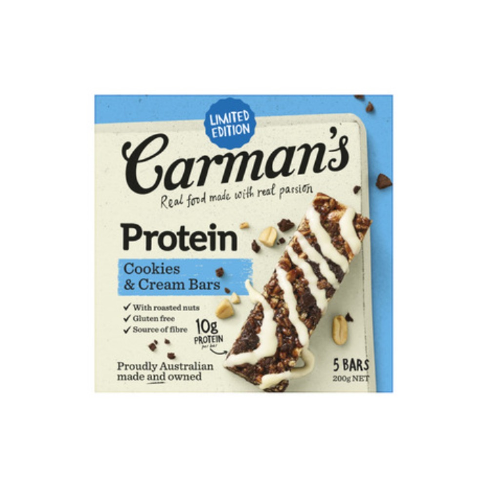 칼만스 쿠키 &amp; 크림 프로틴 바 5 팩 200g, Carmans Cookies &amp; Cream Protein Bars 5 Pack 200g