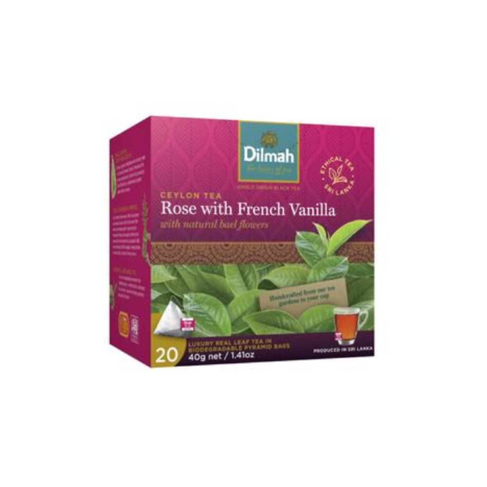 딜마 익셉셔널 로즈 위드 프렌치 바닐라 티 20 팩, Dilmah Exceptional Rose With French Vanilla Tea 20 pack