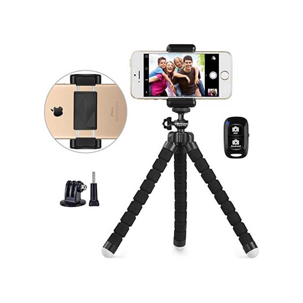 Phone Tripod, UBeesize Portable and Adjustable Camera Stand Holder with Wireless Remote and Universal Clip, Compatible with iPhone, Android Phone, Camera, Sports Camera GoPro (2018 B06Y2VP3C7