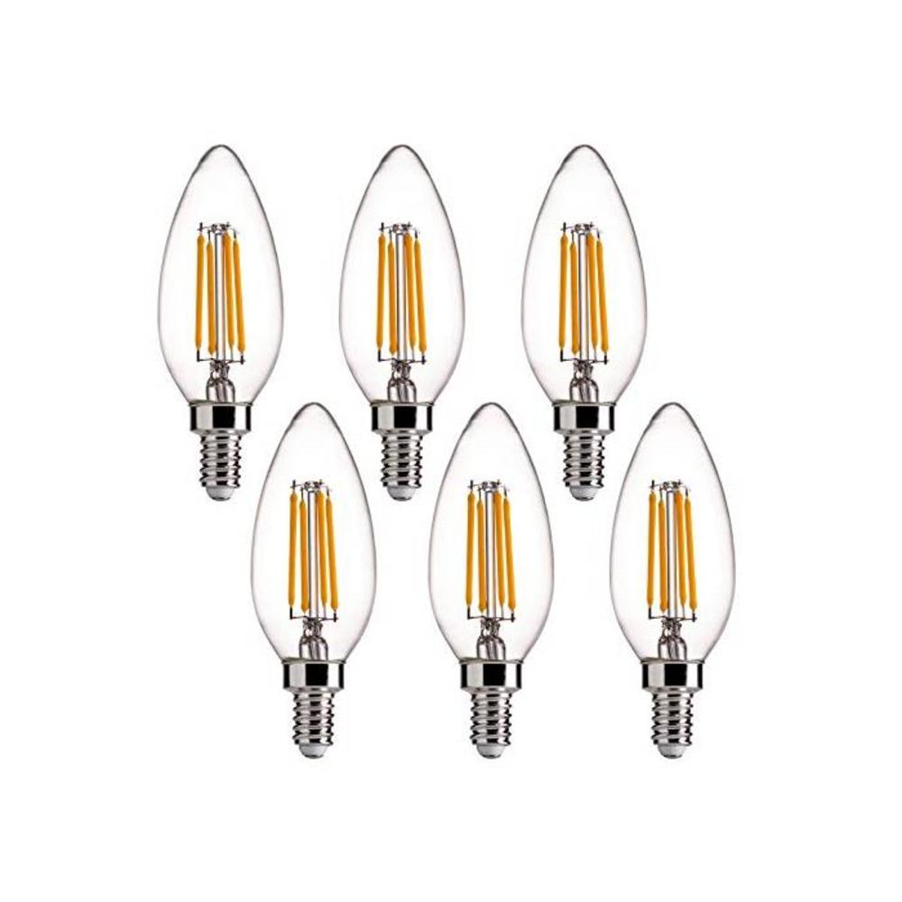 FLSNT B11 LED Candelabra Bulbs 40W Equivalent,E14 Screw Base,2700K Soft White,4W,430LM,Clear Glass,Non-Dimmable,Pack of 6 B07VNC92HT