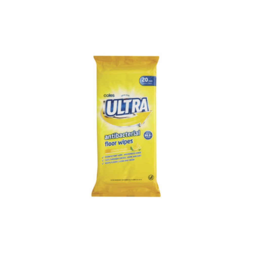 콜스 울트라 안티박테리얼 플로 와입스 레몬 프레쉬 20 팩, Coles Ultra Antibacterial Floor Wipes Lemon Fresh 20 pack