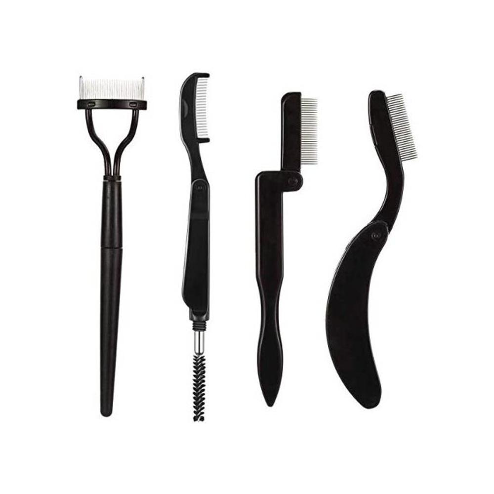 4PCS Set Folding Eyebrow Teeth Comb Eyelash Separator Grooming Brush Stainless Steel for Women and Men B08VJ5HDZS