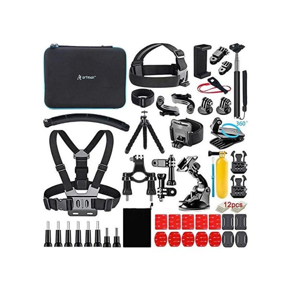 Artman Action Camera Accessories Kit 58-in-1 for GoPro Hero 9 8 Gopro MAX Gopro 7 6 5 Session 4 3+ 3 2 1 Black Silver SJ4000/ SJ5000/ SJ6000 DJI OSMO Action DBPOWER AKASO Xiaomi Yi B07VMF8KK7