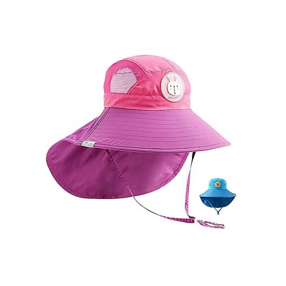 OZ SMART Kids Sun Hat, UPF 50 +, UV Protection Front and Rear Extended Wide Brim with Neck Flap Chin-Strap Adjustable for Boy/Girl B08JCCJD7T