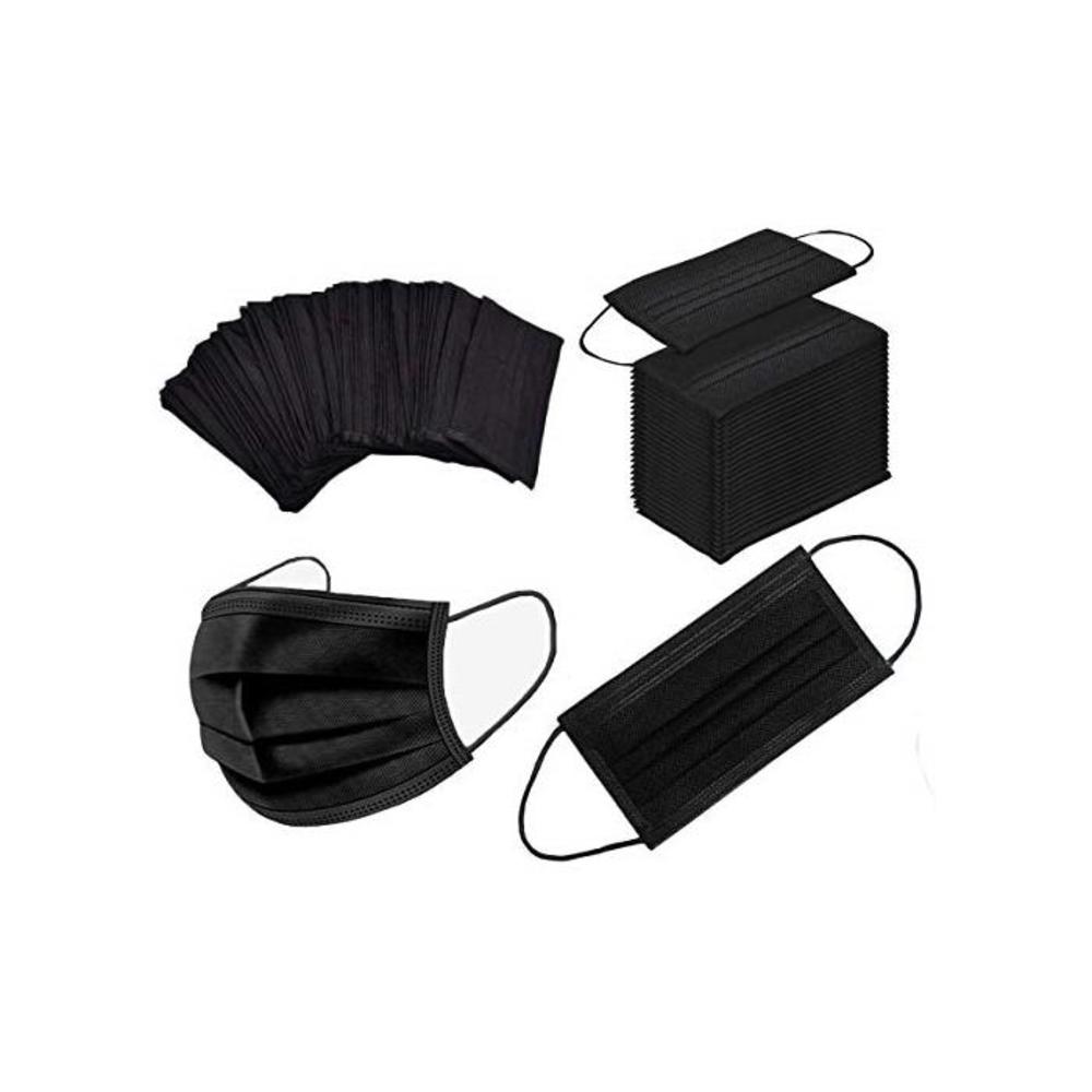 50 PCS 3 Ply Black Disposable Face Shield Filter with Earloop and Nose Clip Anti-Dust for Personal Protection(Black) B08NZ1G554
