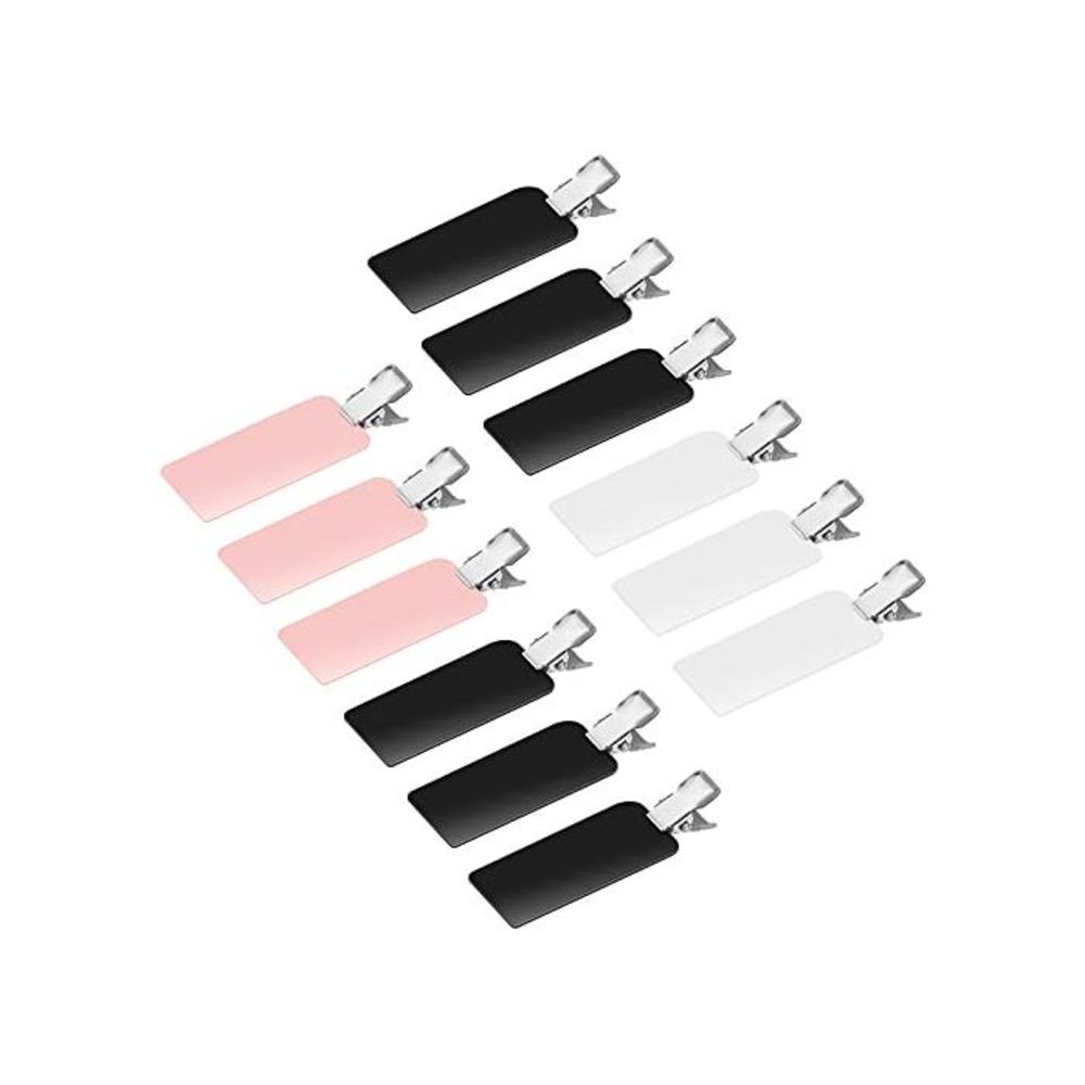 (Black, White, Pink) - 12 Pieces No Bend Curl Clips Hair Clips Pin for Hairstyle Bangs Waves Makeup Application (Black, White, Pink) B07CG3NPWG