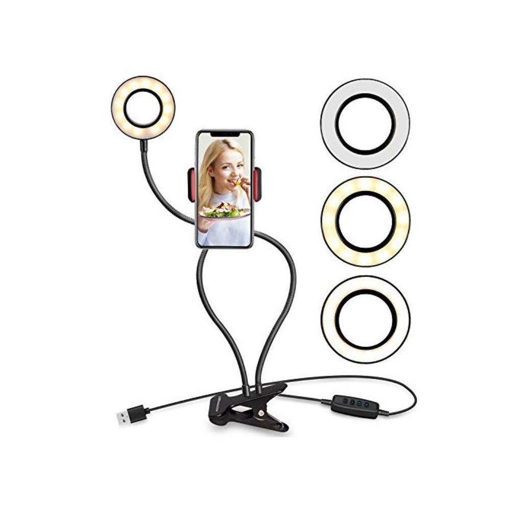 Selfie Ring Light with Cell Phone Holder Stand for Live Stream and Makeup, UBeesize LED Camera Light [3-Light Mode] [10-Level Brightness] with Flexible Long Arms for iPhone, Androi B075ZLCSGP