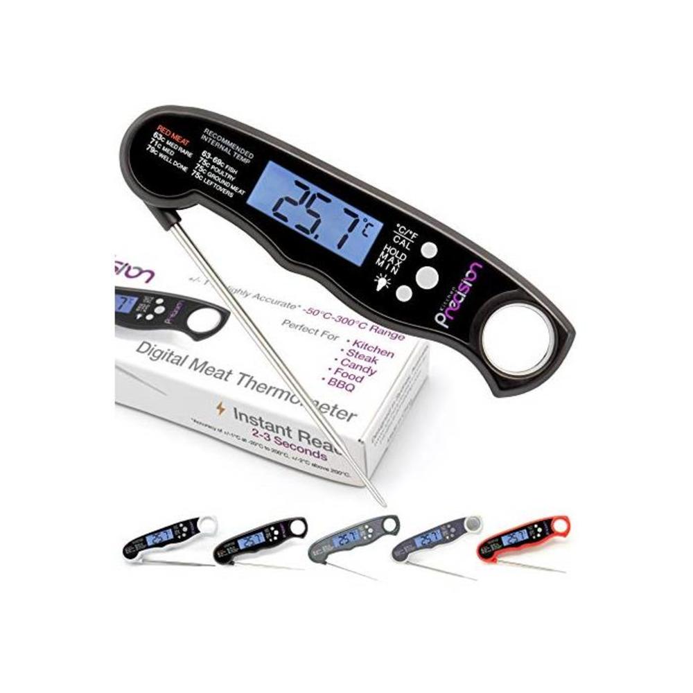 Digital Instant Read Meat Thermometer - Best Meat Thermometer for Cooking, Waterproof with Backlight. Food Thermometer ideal for BBQ with Meat Probe. Three Colour Options: Black, R B07VC9WW4B