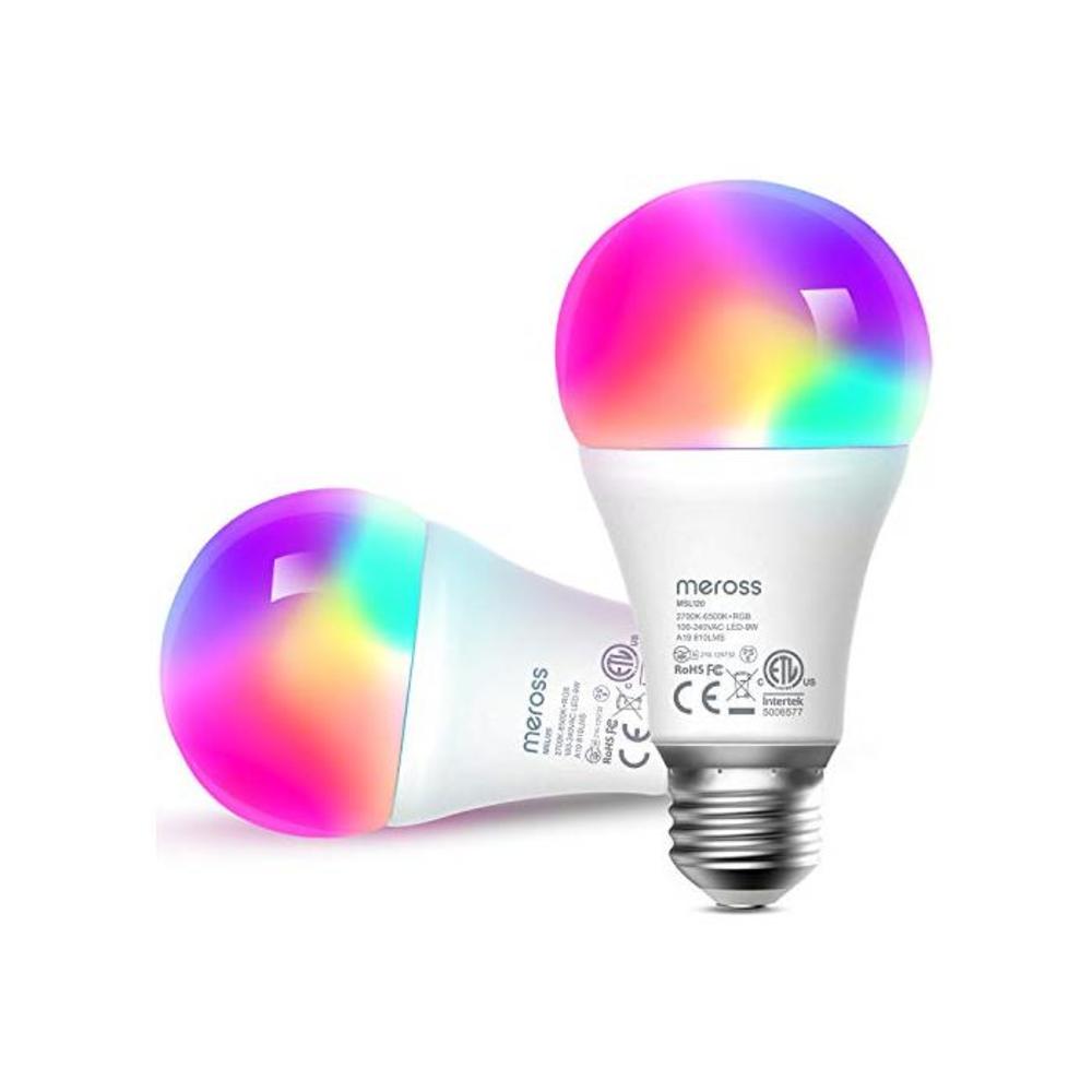 meross Smart Wi-Fi LED Bulb, E27 Light Bulb, Multiple Colors, RGBCW, 810 Lumens, 60W Equivalent, Compatible with Alexa, Google Assistant and IFTTT, No Hub Required (2 Pieces) B07MZPSWVR