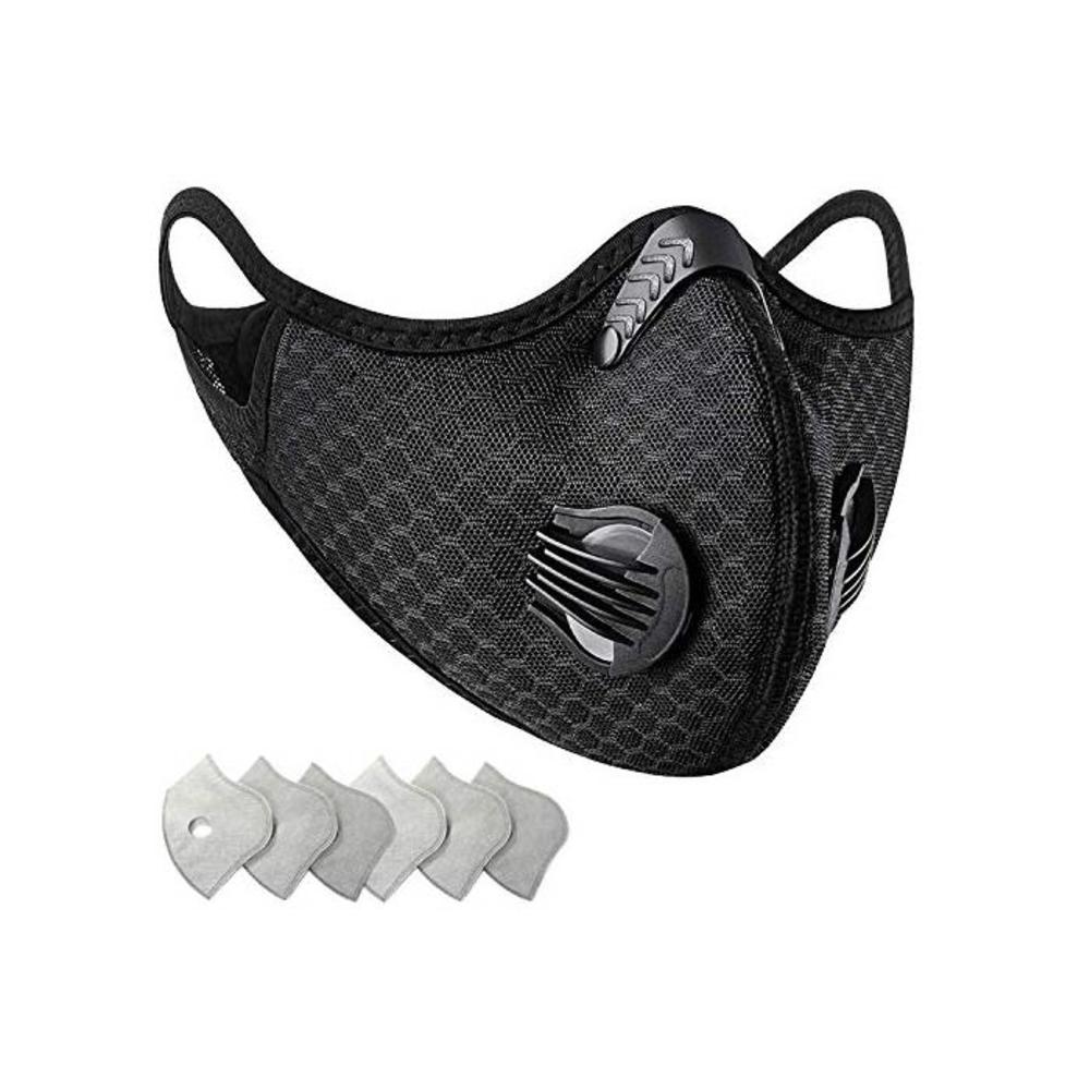 Dust Mask，JR Fitness Dust Mask with Earloop and Activated Carbon Filter For Sport Training House Cleaning Gardening (Black) B084QG2GKP