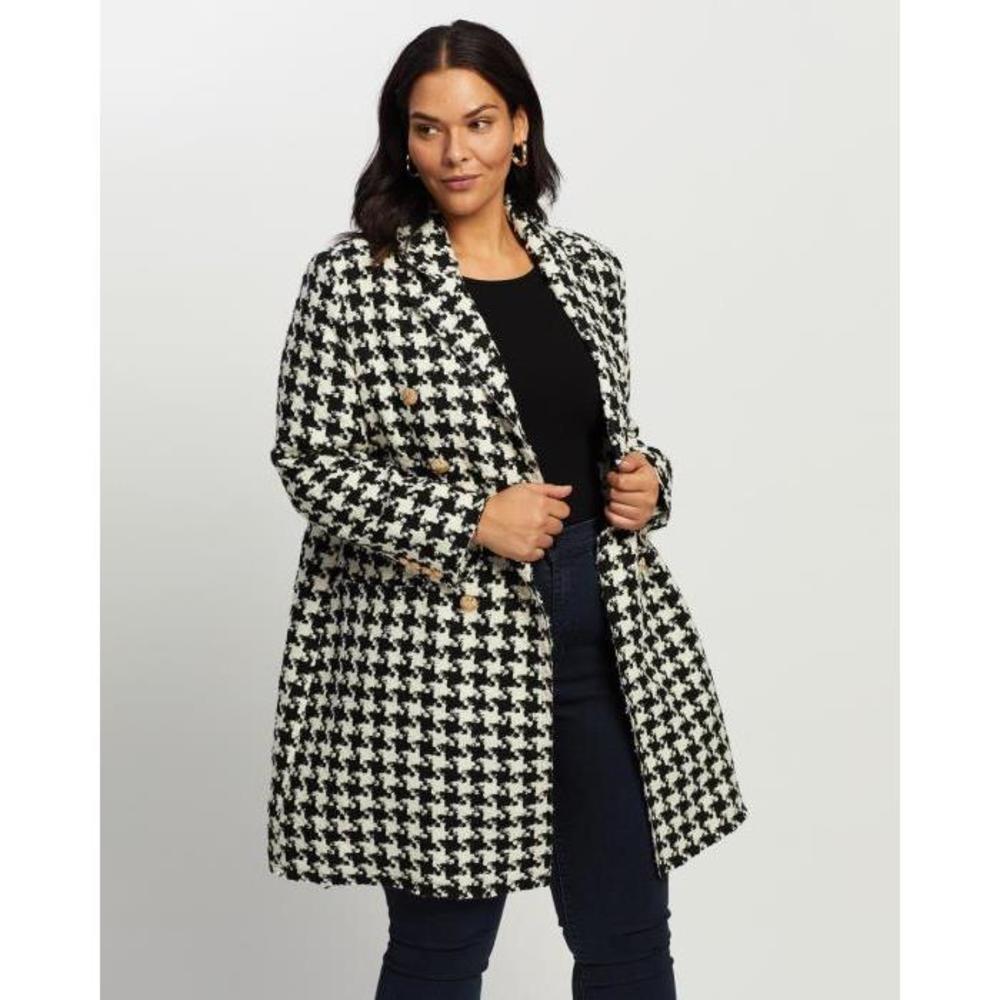 Atmos&amp;Here Curvy Bonnie Houndstooth Coat AT763CA20BKD