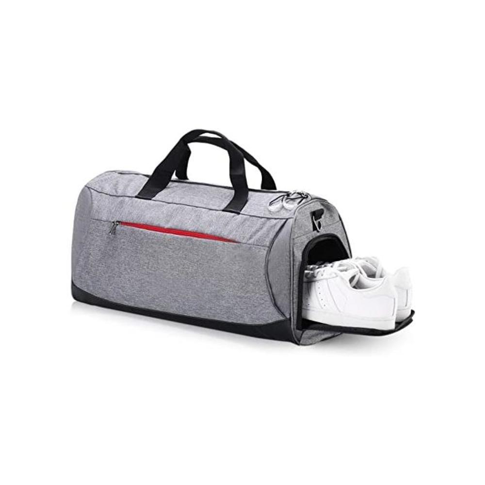 Gym Bag with Shoes Compartment,Sports Bag with Waterproof Pocket for Wet Towels,Travel Duffel Bag for Men and Women (Grey) B07B64YP8K